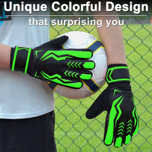 OEM Service Leather Lightweight Durable Breathable <b>Hook</b> Loop Closure Football Goalkeeper Gloves Sports Training - Product Image 4