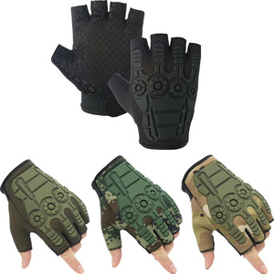 Gants tactiques en cuir de haute qualité, demi-doigts, été, unisexe, antidérapants, fermeture à boucle, sports de plein air, cyclisme, chasse - Product Image 1