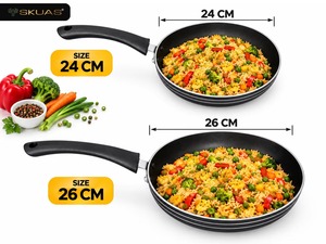 Poêle à frire antiadhésive en aluminium 24 cm 26 cm avec poignée ergonomique, légère, pour la cuisine quotidienne et un nettoyage facile - Product Image 2