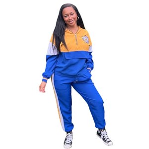 Conjunto Deportivo Sigma Gamma Rho para Mujer, Azul y Dorado, Dos Piezas, Ropa Deportiva de la Hermandad Griega, Estilo Casual y Cómodo - Product Image 1