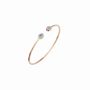 Bracelet jonc HIPHOPSTAR en or rose 18 carats avec diamants de laboratoire de forme poire ovale, 30 pierres de diamants certifiées IGI, tendance pour femmes - Product Image 3