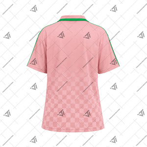 Alfa Griega al por Mayor |   Kapa |   Alfa |   Ropa de la Hermandad AKA, Jersey Deportivo de Fútbol con Cuello en V y Diseño de Tablero de Ajedrez Sublimado para Mujer - Product Image 3