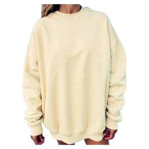 Sweat-shirt surdimensionné à col rond pour femme, blanc uni, décontracté, à manches longues, pull d'hiver, streetwear - Product Image 5