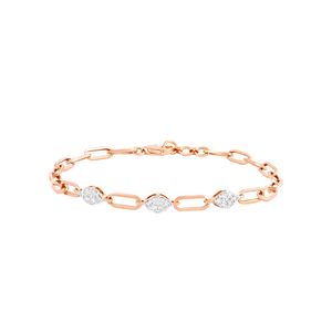 Bracelet chaîne à maillons ovales en diamant de laboratoire or rose - Product Image 3