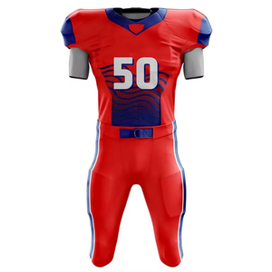 Custom Sublimated American Football Jersey <b>Men's</b> Red Blue Short Sleeve Fitted Moisture Wicking With Custom Number And Player - Product Image 4