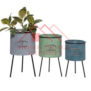 Maceta de hierro de metal de último diseño con soporte multicolor macetas de decoración de jardín para interiores y exteriores - Product Image 1