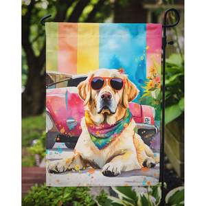 Jaune Labrador Hippie Dawg Multicolore Jardin Drapeau Artistique Patio Cour Bannière pour Boîte Aux Lettres Lits De Fleurs Bannière Décorative Jardin - Product Image 3