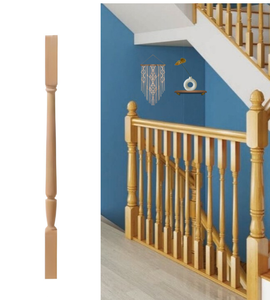 Balaustre moderno de roble rojo para escaleras, componente de barandilla interior de madera, diseño personalizado para proyectos de construcción - Product Image 6