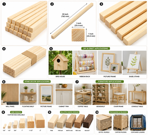 แท่งไม้สี่เหลี่ยมธรรมชาติ ตัดเรียบ สำหรับงาน DIY จาก EFS เวียดนาม - Product Image 6