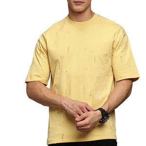 Camiseta Desgastada de Corte Holgado, Estilo Urbano, Cómoda para Uso Diario, en Venta Online - Product Image 1