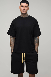 Men's Plain <b>Set</b> Breathable Summer <b>Set</b> Custom Logo Blank Cotton Street Wear Fitness wear OEM Lightweight Quick dry Oversized 2026 - Product Image 4