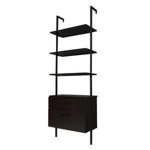 Spedizione Gratuita: Libreria a Scala Moderna Industriale a 5 Ripiani con Tubi in Metallo Vintage e Cassetti in Legno Rustico - Product Image 2