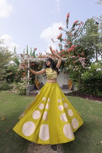 Lehenga Choli Moderno Estilo Navratri para Adultos, Corte en A, Largo hasta el Suelo, con Trabajo Elaborado y Espejos Reales - Product Image 6