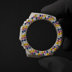 Bisel de Reloj Inteligente con Gemas de Arcoíris y Diamantes – Marco de Reloj de Lujo Multicolor con Incrustaciones Completas - Product Image 1