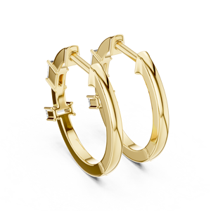 Modern <b>Huggies</b> Hoop Earring 18K <b>Solid</b> <b>Gold</b> Baguette VVS Lab Grown Diamond Rhodium Plated 0.10 CTW Fine Jewelry Wedding Gift - Product Image 5