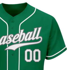 Maillot de baseball vert, blanc et gris pour homme, à boutons, pour équipe, performance sportive, entraînement et uniforme de match - Product Image 4