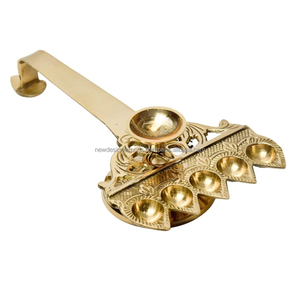 Pure brass Panch Aarti deepak designed for pooja rituals, festivals, and daily prayers. - Product Image 5
