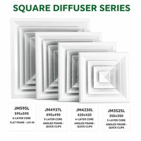 Diffuseurs carrés en alliage d'aluminium JM595L modernes, durables et antirouille, installation facile pour la climatisation centrale commerciale