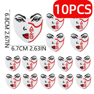 Patch brodé thermocollant en forme de cœur écologique avec motif visage de femme 6,8 cm x 6,7 cm, lot de 10 pièces pour la décoration de vêtements et les cadeaux - Product Image 1