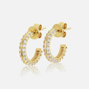 Pendientes de Aro Abiertos de Plata de Ley 925 con Pavé de Moissanita y Diamantes Chapados en Oro para Mujer, Regalo - Product Image 1