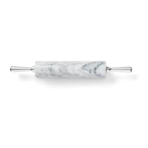 High End White <b>Marble</b> <b>Rolling</b> <b>Pin</b> with Silver Handles Perfect for Luxury Kitchen Display And Home Baking Pastry Dough Tool - Product Image 2