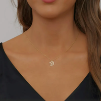 Pendentif personnalisé avec initiale, 2 moissanites, pendentifs minimalistes unisexes, à porter tous les jours, design personnalisé avec initiale
