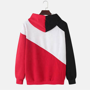 Men's Color Blocking Hooded Sweatshirt Regular Fit Casual Autumn Knitted Polyester Cotton Long Sleeve <b>Red</b> White Black 2027 - Product Image 3