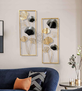 Juego de 2 Piezas de Arte Mural de Metal Dorado, Decoración de Pared de Hierro para Sala de Estar, Dormitorio, Pasillo e Interior del Hogar - Product Image 3