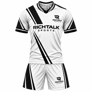 Ensemble de maillots de football pour hommes, blanc et marron, impression par sublimation, respirant, uniforme en éponge, taille adulte, protecteur - Product Image 2