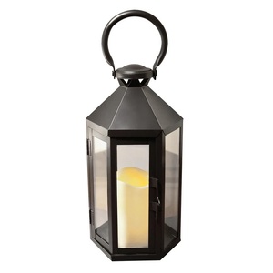 Classic Trending 2026 Factory selling Classical Metal & Glass <b>Lantern</b> With <b>Black</b> Finish Candle <b>Lantern</b> for Garden Decor - Product Image 5