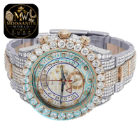 Montre à quartz en acier inoxydable de luxe avec diamants Moissanite VVS pour homme, entièrement blanche, personnalisable, style hip-hop, avec cristal saphir