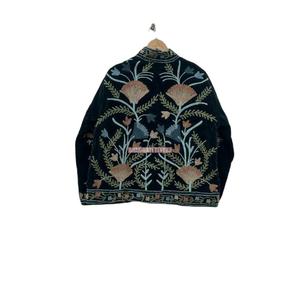 Most Trending Handmade Suzani Embroidery <b>Velvet</b> Winter Jacket <b>Women</b> Short Suzani Jacket Free Size Drawstring Short Jacket - Product Image 3