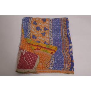 ผ้าห่มคันธาพิมพ์ลายดอกไม้ทำมือเป็นมิตรกับสิ่งแวดล้อม ผ้าฝ้ายอินเดียสไตล์วินเทจโบโฮ ผ้าคลุมเตียงแบบสองด้าน ของขวัญตกแต่งบ้าน - Product Image 6