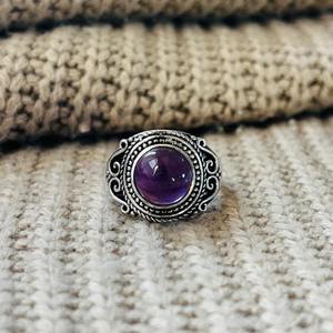 Vintage Amethyst Brass <b>Ring</b> <b>Silver</b> Plated Ethnic Tribal Wholesale <b>Ring</b> For Women - Product Image 1