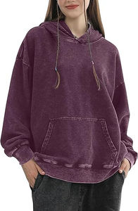 Women Oversized <b>Hoodie</b> Acid Wash Vintage Hooded Sweatshirt Cotton Basic <b>Hoodie</b> Spring <b>Trendy</b> Streetwear Purple <b>Trendy</b> Cloth 2025 - Product Image 2