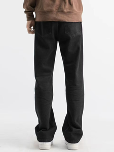 Pantalones Vaqueros Rectos Casuales para Hombre, Negros, Personalizados, de Corte Ajustado, Transpirables, de Secado Rápido, con Cierre de Cremallera, Cintura Media, Cinco Bolsillos y Presillas para Cinturón, de Mezclilla Lavada Sólida - Product Image 5