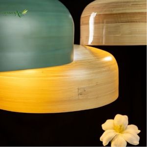 Luminaire suspendu en bambou artisanal moderne et minimaliste - Couvre-lampes et accessoires d'éclairage intérieur - Design en bambou pur - Product Image 3
