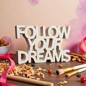 Sigue tus Sueños, Artículo Decorativo Estético Motivacional para Mesa, Decoración para el Hogar, Estudio, Escritorio, Decoración de Habitaciones, Pintado en Blanco - Product Image 1