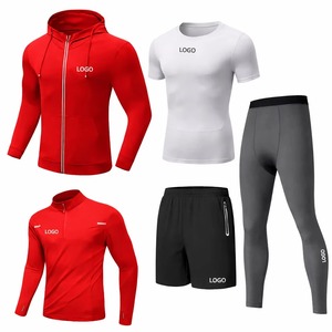 Men's 5PCS Windproof Spring Sportswear Set Gym Hoodie T-Shirt Shorts <b>Leggings</b> Running Fitness Tracksuit Sporty Solid - Product Image 3
