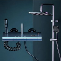 Ensemble de douche mural numérique en laiton pour salle de bain avec effet cascade