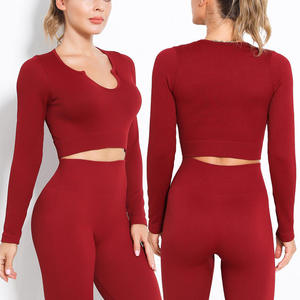 Ensemble de leggings de yoga et de fitness à manches longues, effet push-up, 2 pièces, tenue de sport pour femme - Product Image 3