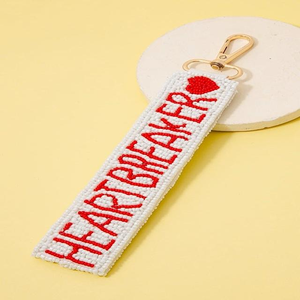 Orange Pink Seed Bead Embroidery Rectangular Happy Days Keychain Handmade Boho Style <b>Bag</b> <b>Charm</b> Gold Metal Clasp Gift New Arrival - Product Image 5