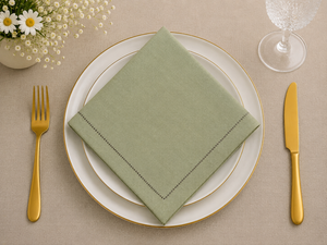 100% Linen Hemstitch Napkin Embroidered <b>Disposable</b> <b>Cloth</b> Napkin Modern Restaurant <b>Table</b> Decor - Product Image 2