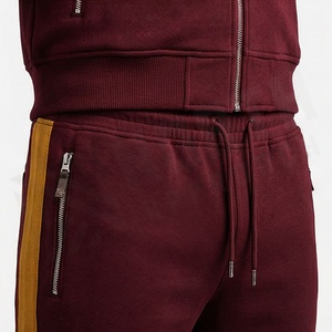 Survêtement pour homme de couleur marron, fermeture éclair intégrale, col montant, vêtements de sport décontractés avec poches latérales, mélange de polyester et de coton, vêtements d'automne - Product Image 5