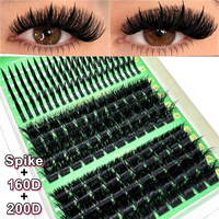 Extensions de cils DIY 5D volumineuses et épaisses, bouclées et tendance, longueurs mixtes 10-16mm, cils segmentés effet duveteux