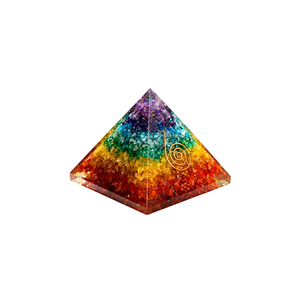 Pyramide d'orgonite arc-en-ciel sculptée à la main en pierre précieuse, décoration en cristal de Chine pour la méditation, la maison ou comme cadeau - Product Image 1