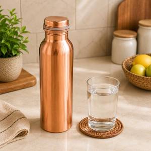 <b>Plain</b> Pure Copper Leak-Proof Classic Design <b>Water</b> Set <b>Bottle</b> Jug Glass | Handmade Ayurvedic Eco-Friendly Yoga Hydration Set - Product Image 4