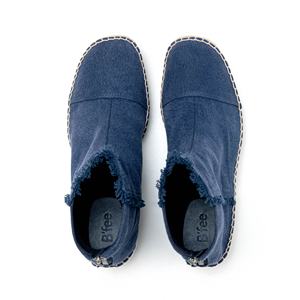 OEM ODM Botines de mujer con borde de flecos, alpargatas botas de cuña, EVA con suela trenzada de yute, azul marino, hecho en BD - Product Image 3