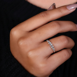 Oval Diamond Wedding Band Gold Stackable Anniversary <b>Ring</b> Minimalist Bridal Band for Women - Product Image 6