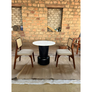 Modern Minimalist <b>Dining</b> <b>Table</b> Set with Marble <b>Top</b> & Solid Wood Upholstered Chairs for Home & Café rattan chairs - Product Image 3